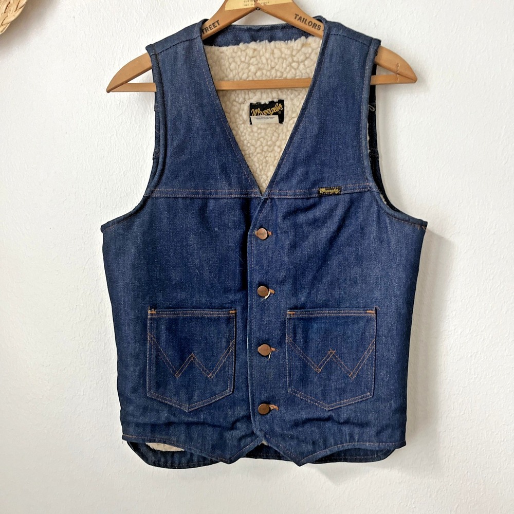 Wrangler Blue Denim Sherpa-Lined Vest